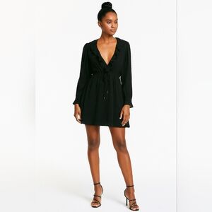 Black Ruffled Long Sleeve Dress